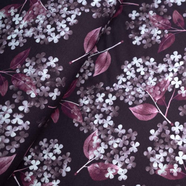 Bio-Baumwolljersey Hortensien bordeaux