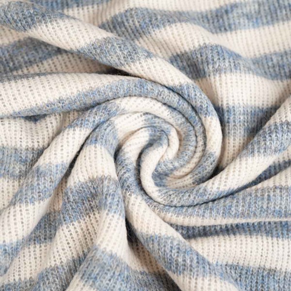 Strickstoff kleine Streifen jeansblau