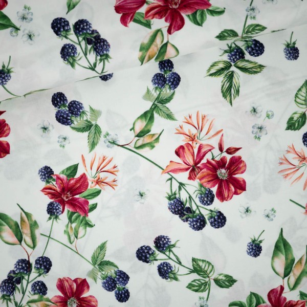 Gütermann Baumwollwebware Brilliant Brombeeren weiß
