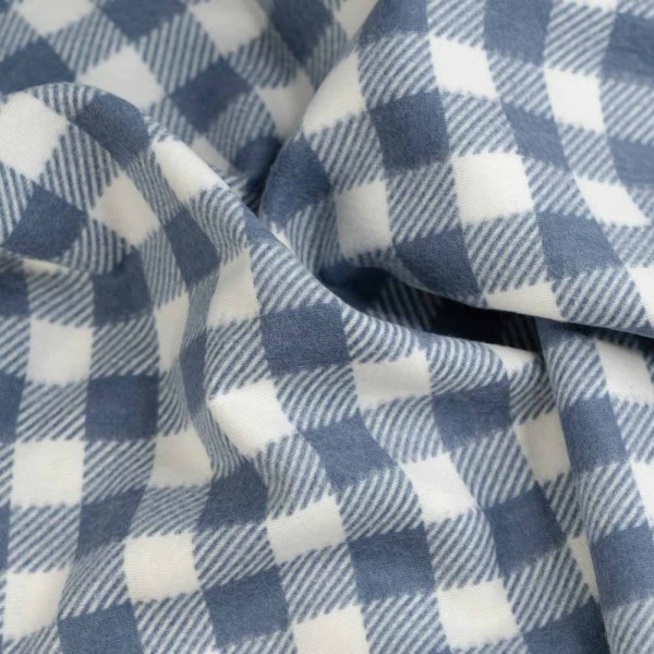 Flanell Baumwolle große Karos jeansblau