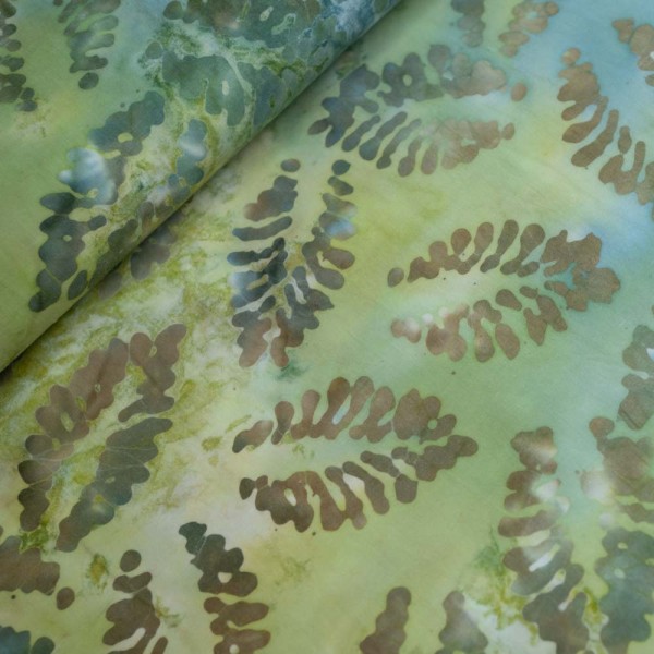 Baumwollwebware Batik Blätter grün