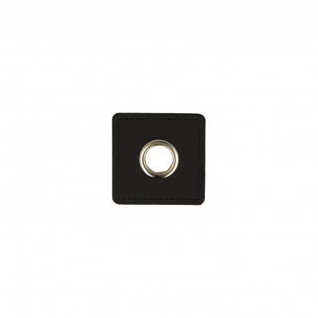 4 Stk Kunstleder-Ösen Quadratisch 10mm schwarz