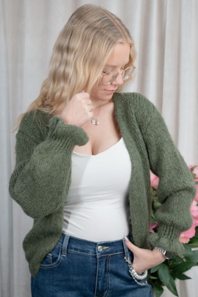 Cardigan mit Rüschenärmel SOFT khaki