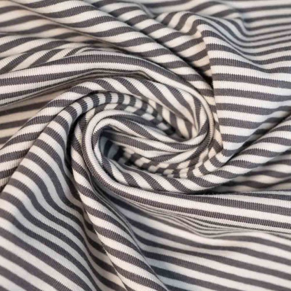 Baumwolljersey Streifen dunkelgrau-hellgrau