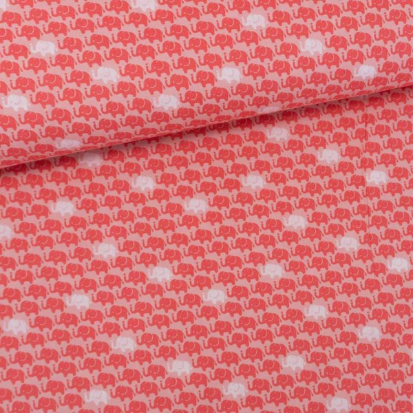 Baumwollwebware Elefanten coral