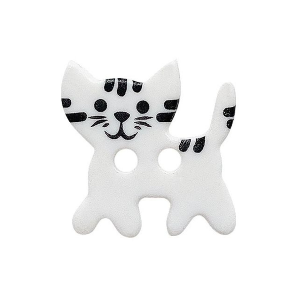 Kinderknopf Kätzchen weiß 20mm