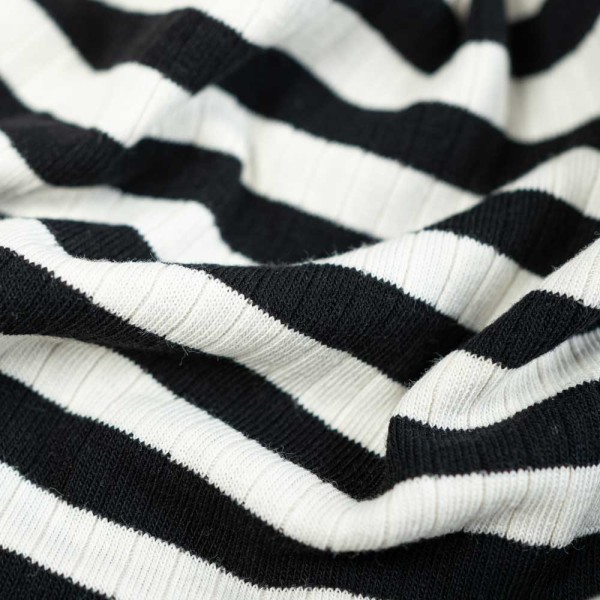 Ripp Baumwolljersey Streifen schwarz