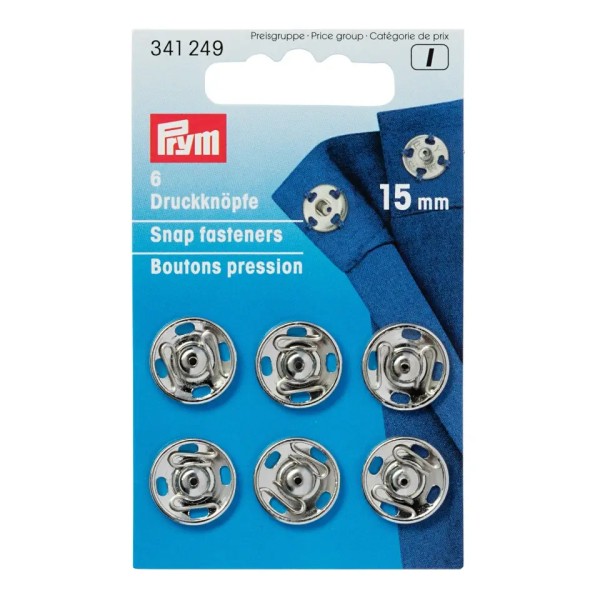 Prym Annäh-Druckknöpfe 6Stk 15mm silber