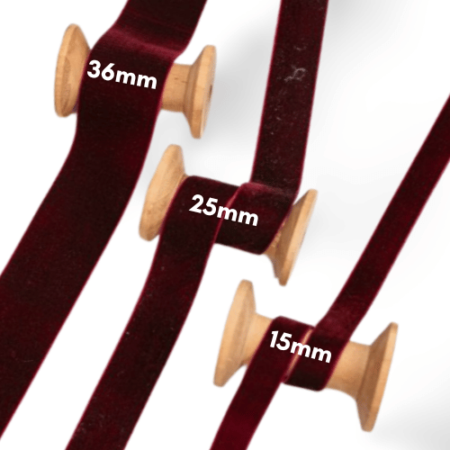 Samtband 36mm bordeaux