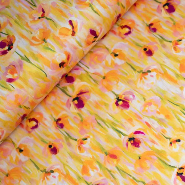Baumwolltwill Stretch Tulpen senfgelb