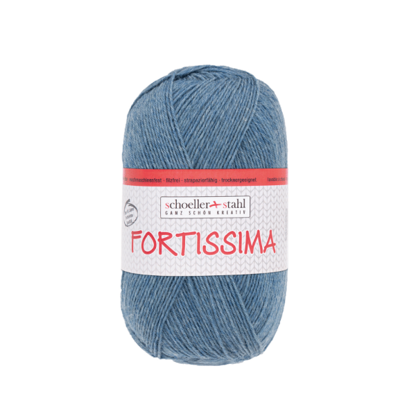 Fortissima 100gr Sockenwolle 4-fädig meliert jeansblau