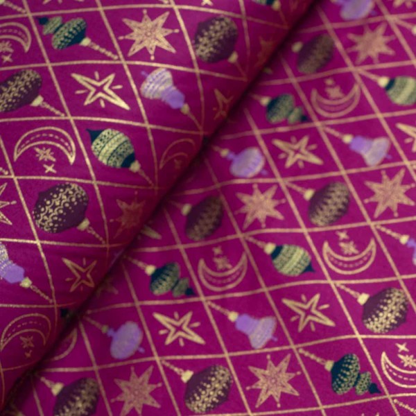 Baumwollwebware Glam X-Mas Raute pink