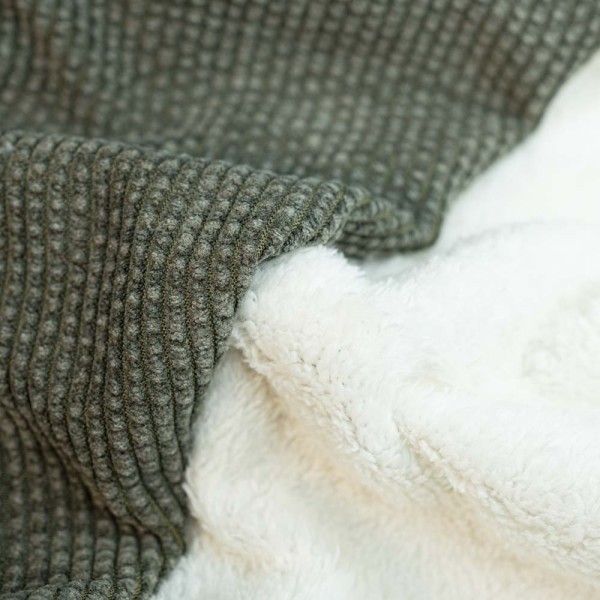 Breitcord Doubleface Teddy Innenseite khaki