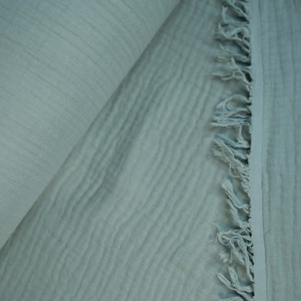 Musselin 4-lagig Fransenbordüre salbei