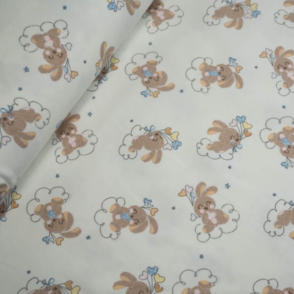 Baumwolljersey kleiner Hase ecru