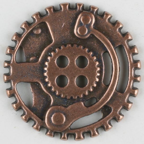 Metallknopf Zahnrad 23mm kupfer