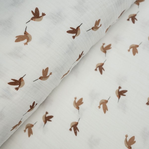 Musselin Double Vögelchen ecru