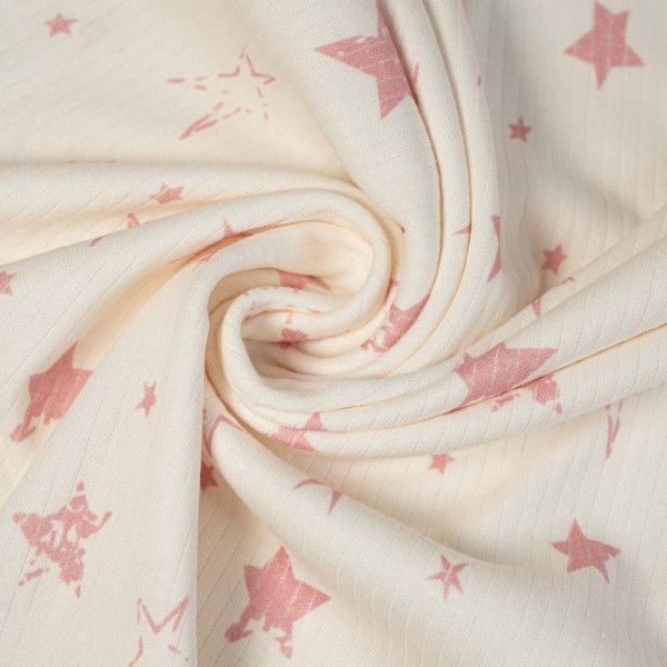 Ripp Baumwolljersey Sternchen altrosa