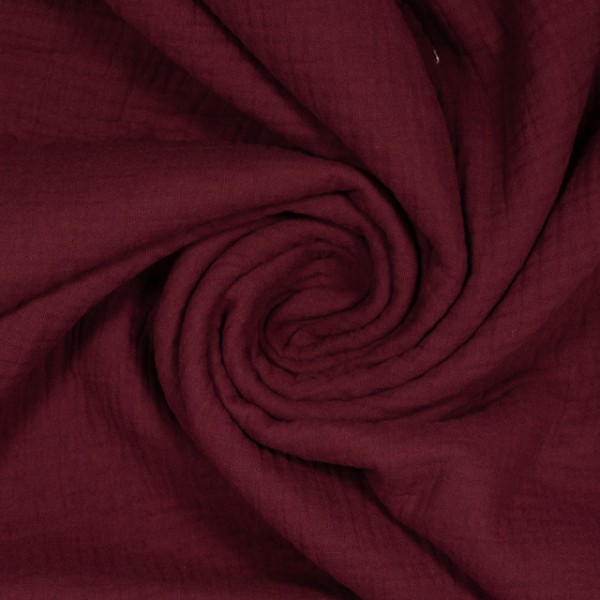 Musselin SCHWER Triple Gauze Uni bordeaux-beere