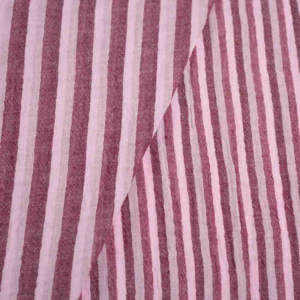Musselin Doubleface Streifen bordeaux-altrosa