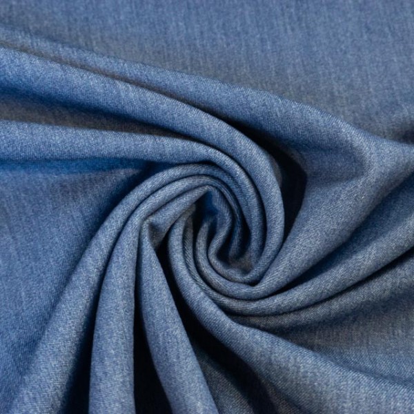 Twill/Hosenstoff Wool Touch bi-elastisch MELIERT jeansblau