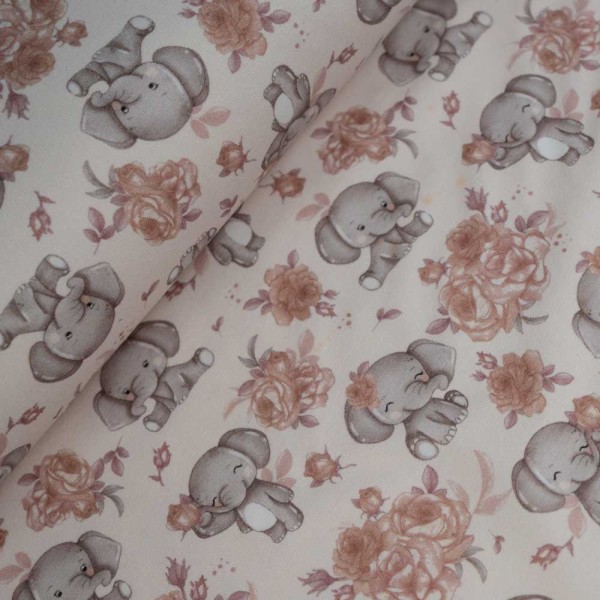 Baumwolljersey Elefant ecru