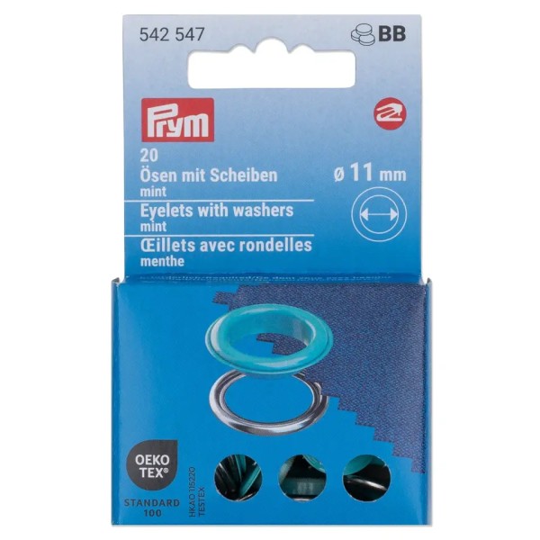 Prym Ösen mit Scheiben 11mm mint