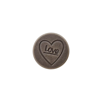 Prym Jeansknopf Schriftzug Love 17mm altsilber