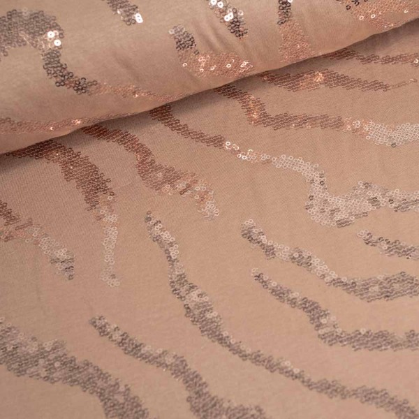 Viskosejersey Pailletten beige