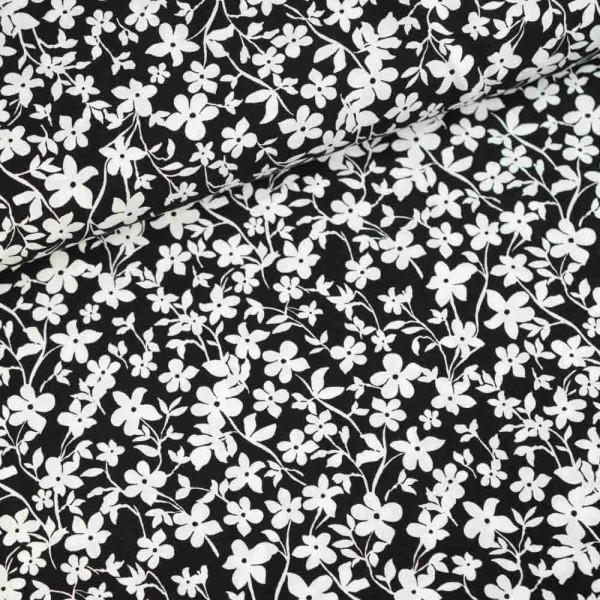 Viskosewebware Streublümchen schwarz