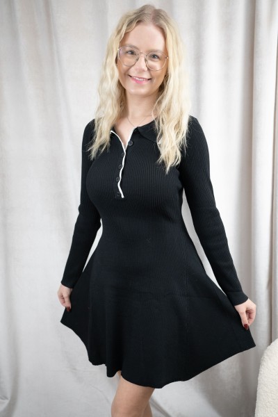 Polo Kleid Rippstrick Paola schwarz S/M