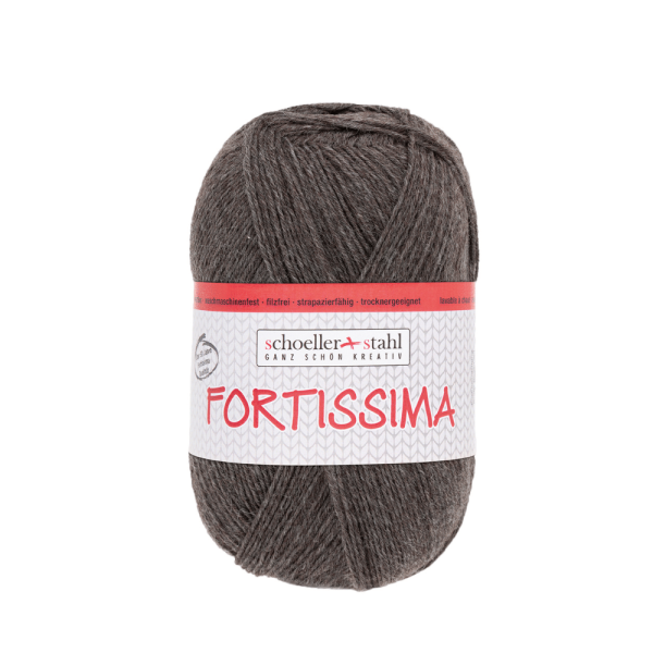 Fortissima 100gr Sockenwolle 4-fädig meliert dunkelbraun