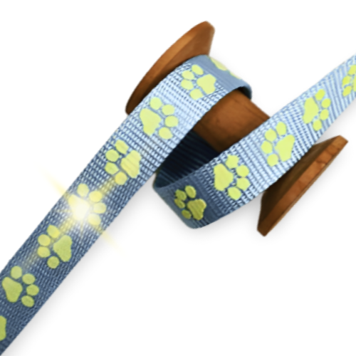 Gurtband 20mm Pfote nachtleuchtend hellblau
