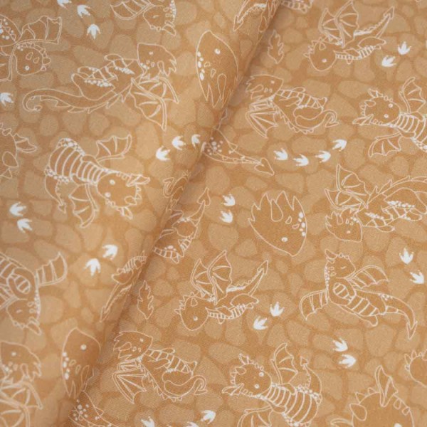 Baumwolljersey kleiner Drache terra hell