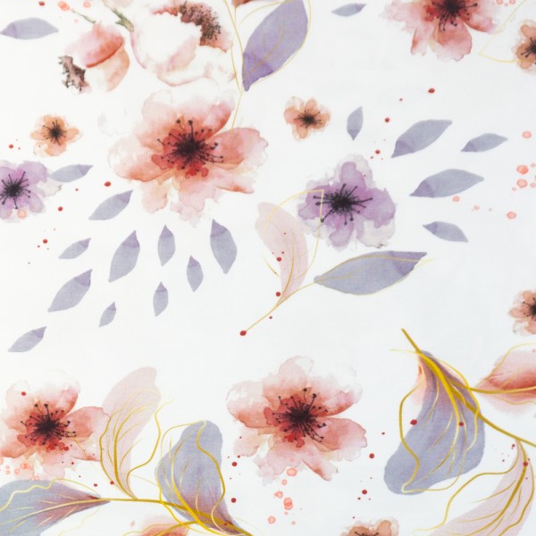 Bio-Baumwolljersey Aquarell Bloom weiß-altrosa