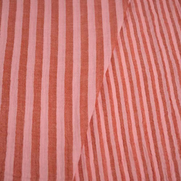 Musselin Doubleface Streifen terra-rosa