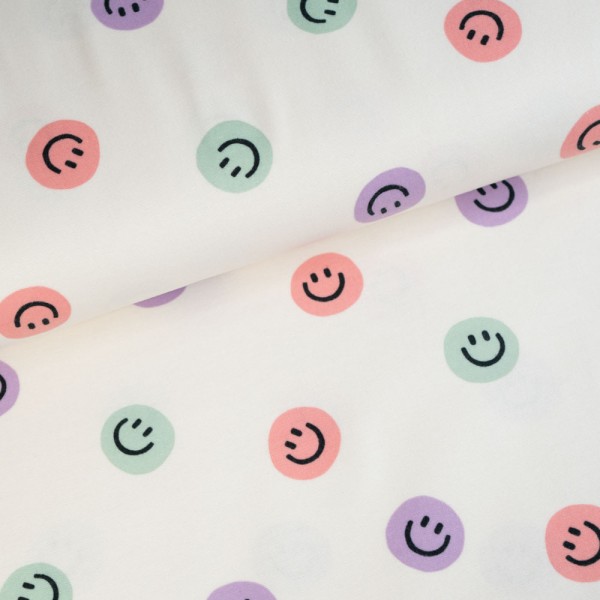 Flanell Baumwolle Smileys pastellmint