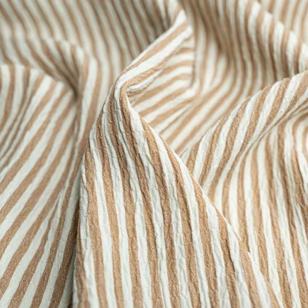 Viskosewebware Crinkle Streifen beige