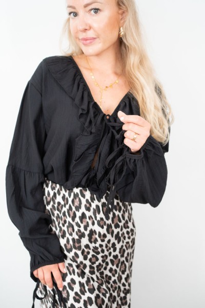 Viskose Volant Bluse schwarz