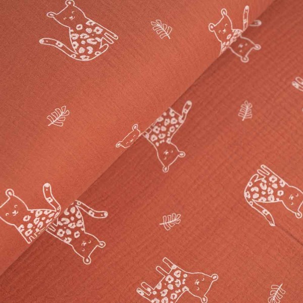 Musselin Double Gauze Leopard terra