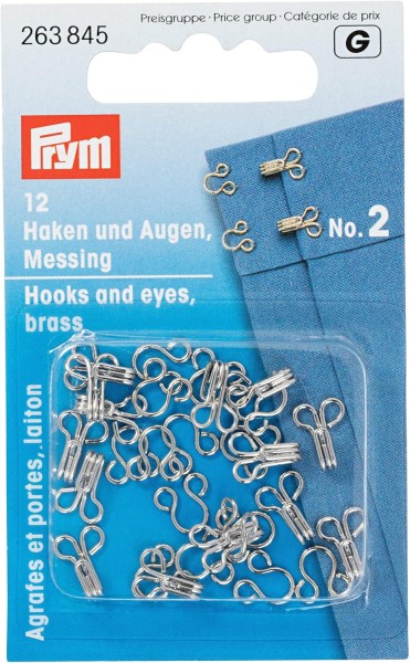 Prym 12 Haken und Augen silber