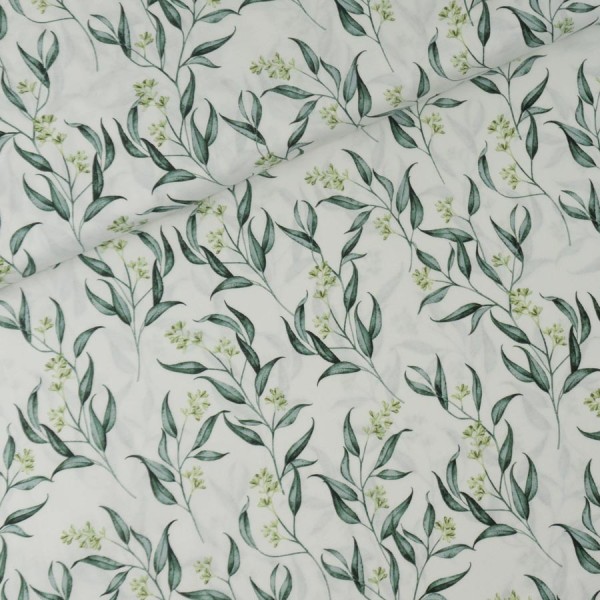 Gütermann Baumwollwebware Most Beautiful Aquarell Blätter weiß