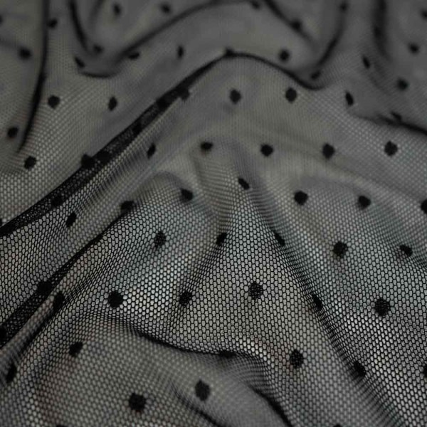 Soft Mesh Stretch Punkte schwarz