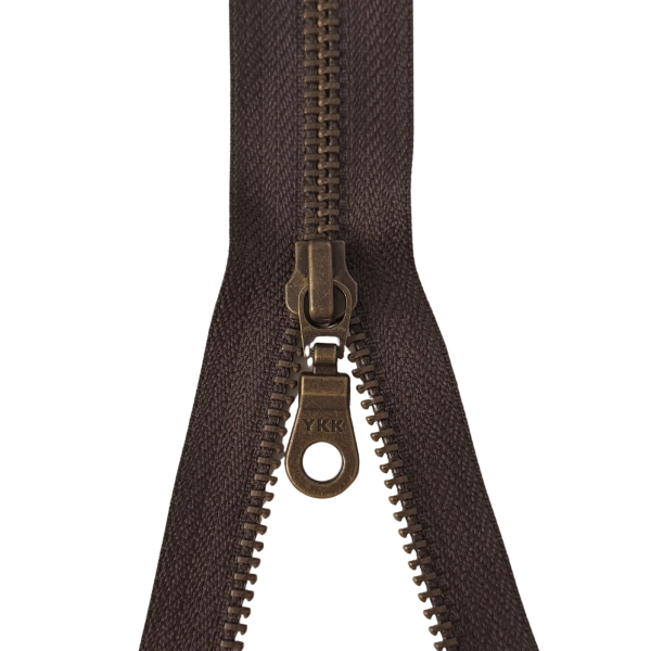 YKK teilbarer Reißverschluss Metall dunkelbraun 80cm