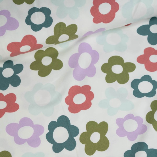 Baumwolljersey Gänseblume ecru