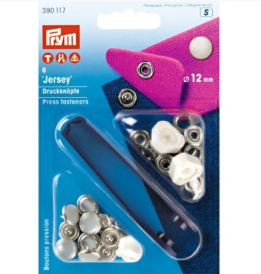 Prym Jersey Druckknöpfe perlmutt 12mm incl. Lochwerkzeug
