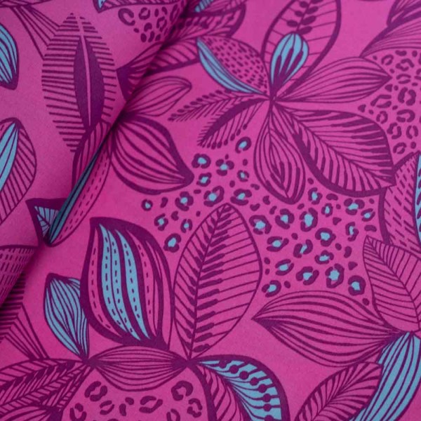 Beschichtete Baumwolle Leo & Blume pink