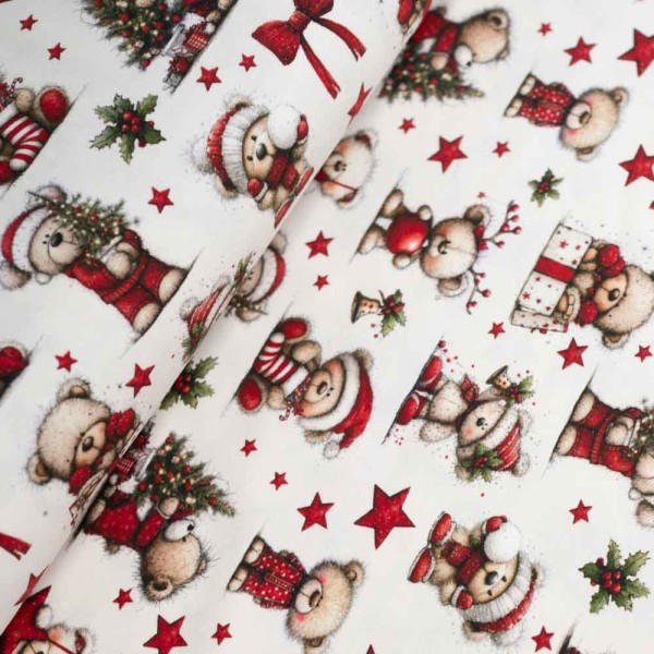 Baumwolljersey X-Mas Teddy ecru