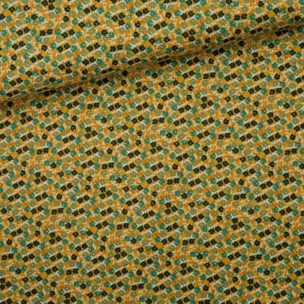 Baumwollwebware Blumen gelb