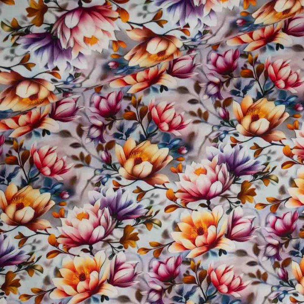 Baumwolljersey Magnolien grau